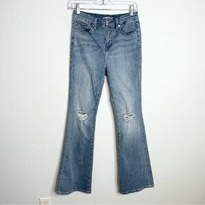 Good American Jeans Women 28 6 Good Flare Distressed Knees Light Wash A